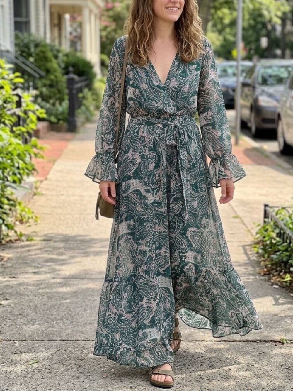 Indigo Rose Pink and Green Paisley Maxi Dress - size 3X